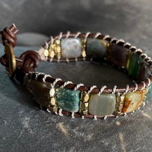 Fancy Jasper Leather Bracelet
